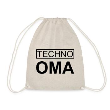 >>Techno Oma<< is never too old for techno! - Turnbeutel - Natur - Vorne