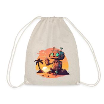 A small robot asking a question about the meaning of life - Drawstring Bag - nature - Front