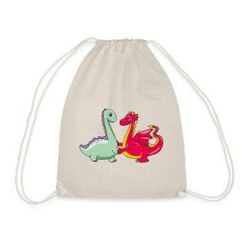 Cartoonartiger Drache und Dino - Turnbeutel - Natur - Vorne