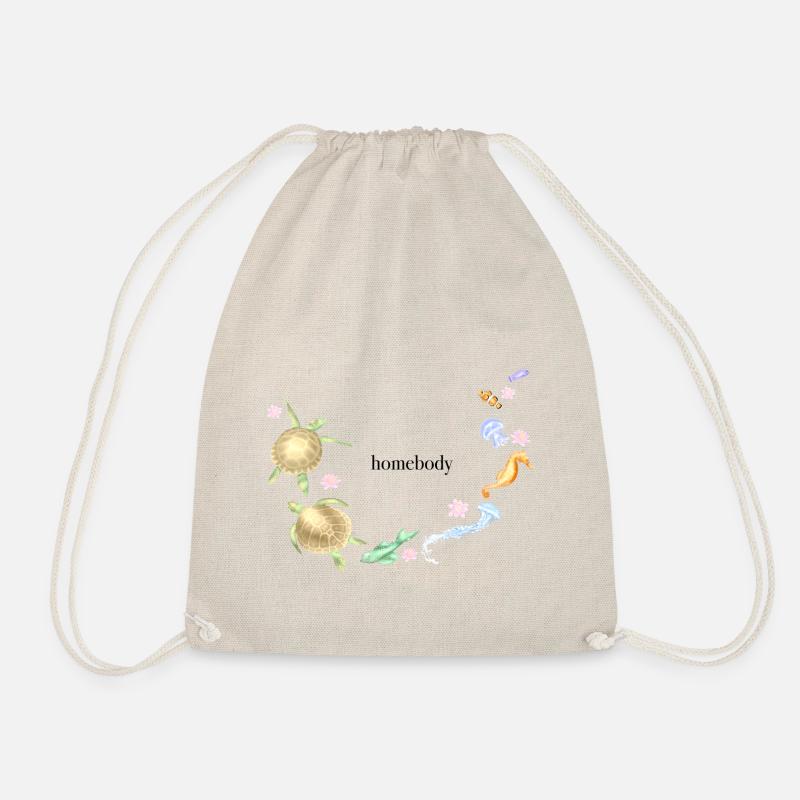 Homebody (black text) - Drawstring Bag - nature