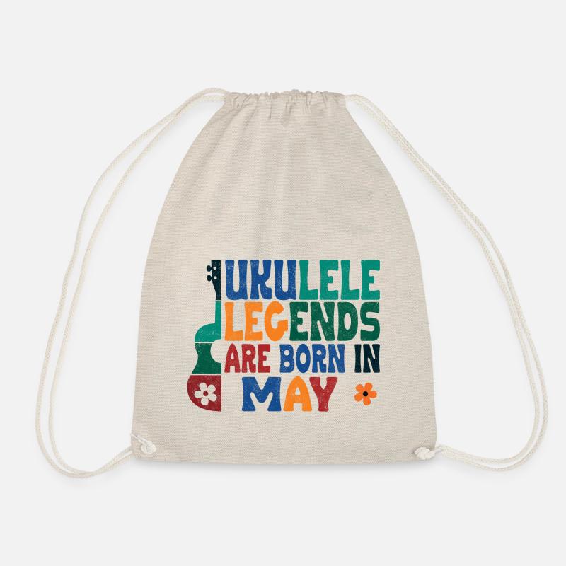 Ukulele Legends are born in May - Drawstring Bag - nature