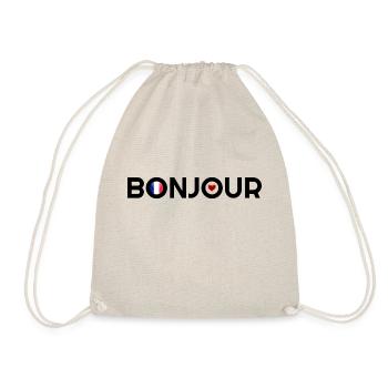 Bonjour, Französisch Bonjour, Bonjour Hoodies,Hallo - Turnbeutel - Natur - Vorne