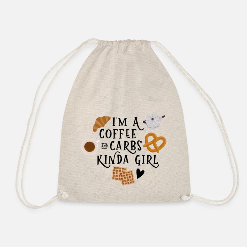 Coffee and carbs kinda girl - Drawstring Bag - nature