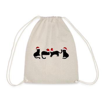 black cat in christmas - Drawstring Bag - nature - Front