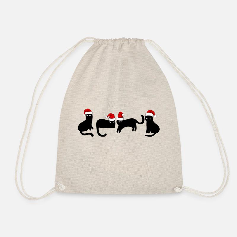 Schwarze Katze zu Weihnachten - Turnbeutel - Natur