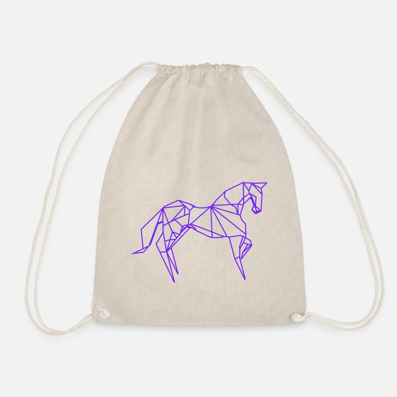 Geometric Horse - Drawstring Bag - nature