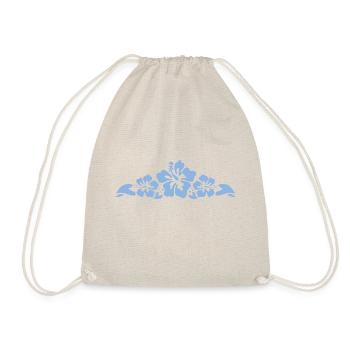 Hibiscus and Leaves - Light blue - Drawstring Bag - nature - Front