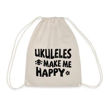 Ukuleles make me happy - Drawstring Bag - nature - Front