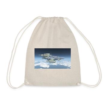 A huge spaceship above the clouds - Drawstring Bag - nature - Front
