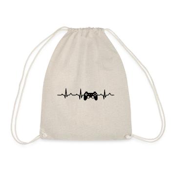Heartbeat gamer gaming t shirt - Drawstring Bag - nature - Front