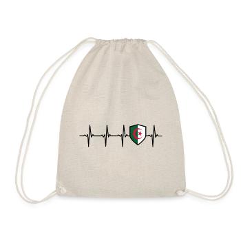 Algeria flag heartbeat badge Algeria - Drawstring Bag - nature - Front
