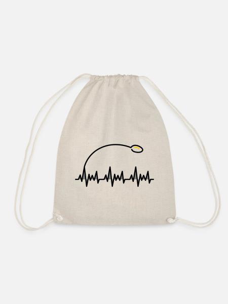 Heartbeat American Football in Hailmary Design - Drawstring Bag - nature