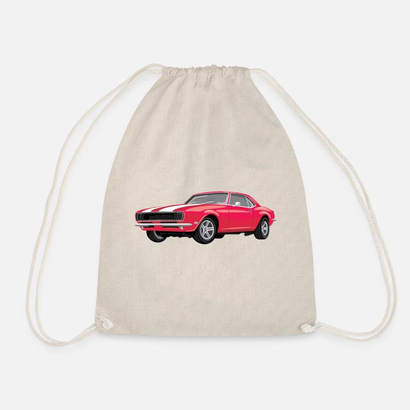 Retro leuchtend rotes Auto - Turnbeutel - Natur