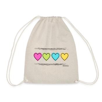 Bunte Herzen - Turnbeutel - Natur - Vorne