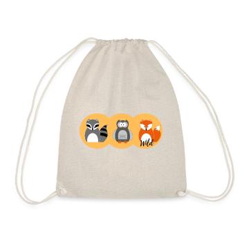 Animals fox owl badger raccoon children - Drawstring Bag - nature - Front