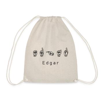 Edgar (nom) avec la langue des signes DGS ASL - Sac de sport léger - nature - Devant