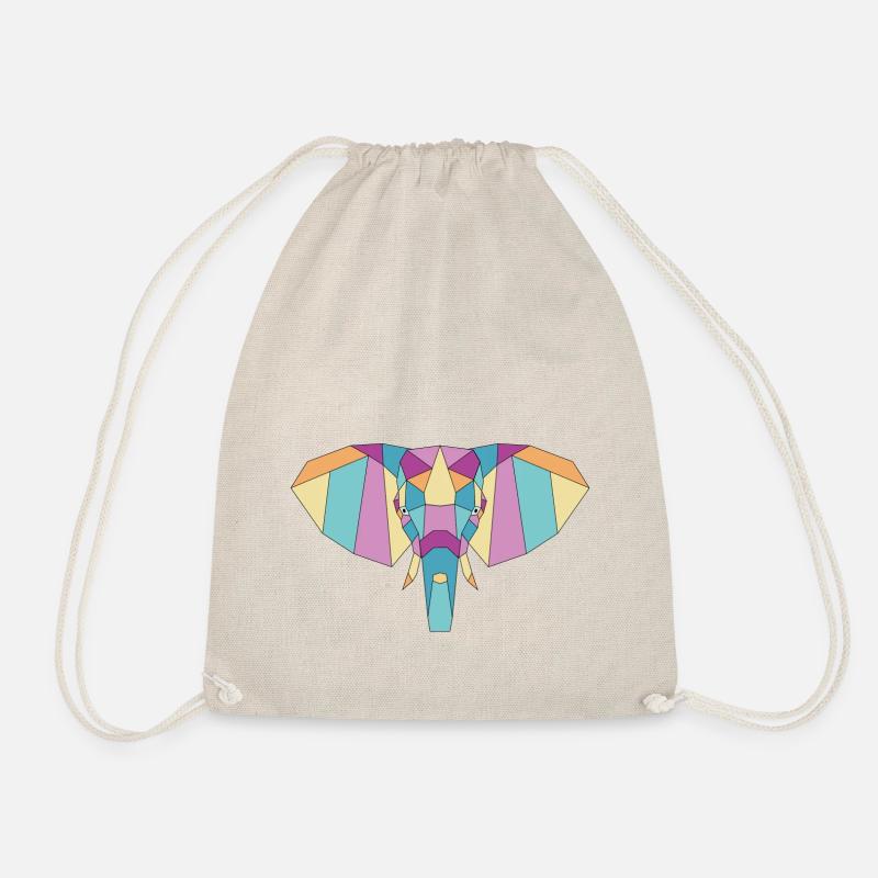 Farbe geometrischer Elefant - Turnbeutel - Natur