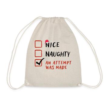 Naughty Nice Attempt Was Made,Funny Christmas Gift - Drawstring Bag - nature - Front