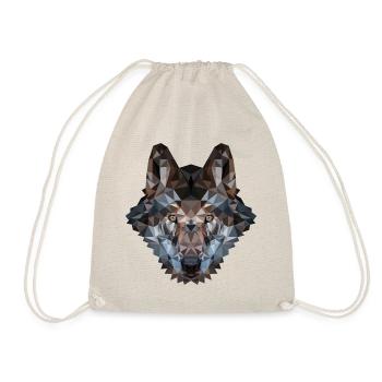 Wolfskopf | Polygon Wolf Kopf | Wolf geometrisch - Turnbeutel - Natur - Vorne