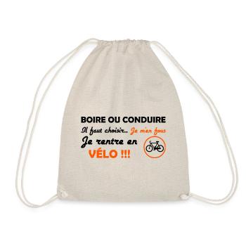 boire ou conduire t-shirt humour cadeau vélo - Sac de sport léger - nature - Devant