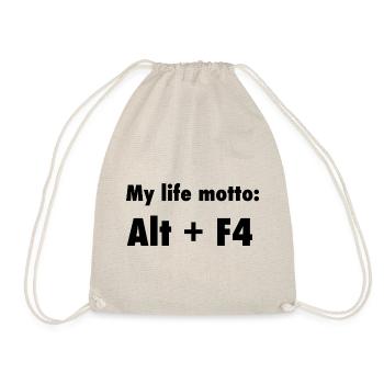 Life motto: Alt + F4 - Turnbeutel - Natur - Vorne