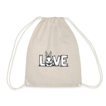 Cute bunny with LOVE – Perfect for Easter & Love - Drawstring Bag - nature - Front