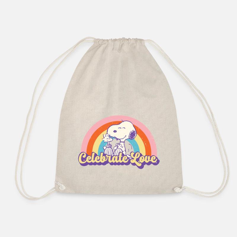 Peanuts Celebrate Love Design With Snoopy - Drawstring Bag - nature