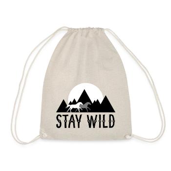 STAY WILD - Pferde vor Bergen und Sonnenuntergang - Turnbeutel - Natur - Vorne