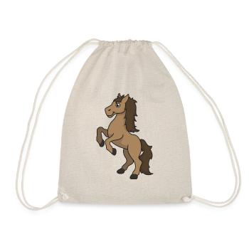 Horse equine gift cartoon riding rider animal - Drawstring Bag - nature - Front