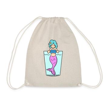 Mermaid in glass gift mermaid mythical creature sea - Drawstring Bag - nature - Front