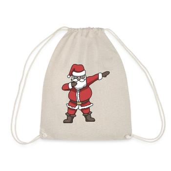 Santa dabbing gift Christmas dance - Drawstring Bag - nature - Front