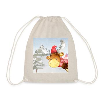 Animal friends in the winter forest - The little deer - Drawstring Bag - nature - Front