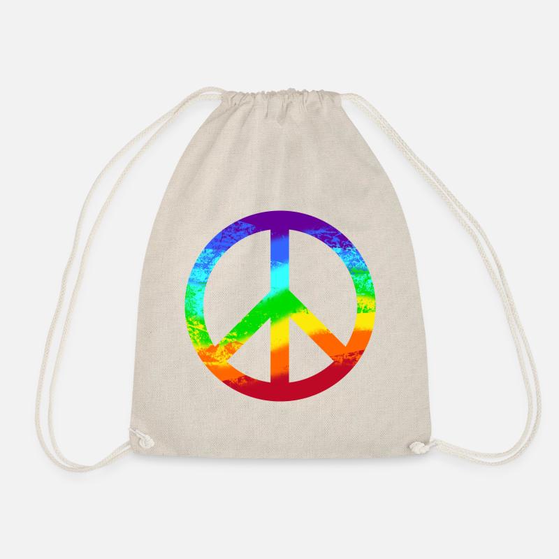 Peace-Zeichen Regenbogen Rainbow Frieden Graffiti - Turnbeutel - Natur