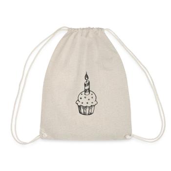Muffin mit Kerze - Turnbeutel - Natur - Vorne