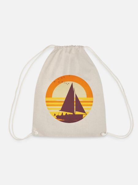 Segelyacht - Retro - Turnbeutel - Natur
