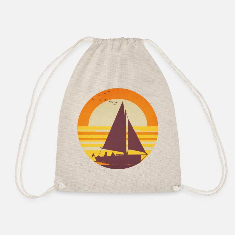 Segelyacht - Retro - Turnbeutel - Natur