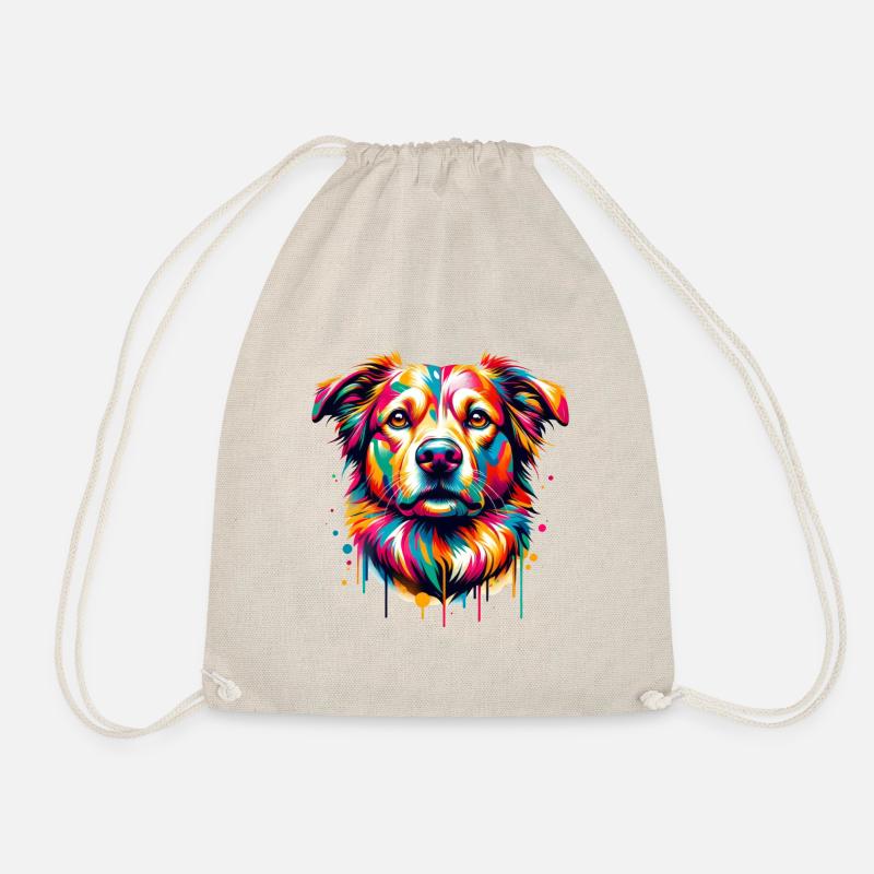 Mera Art Painted Dog one - Drawstring Bag - nature