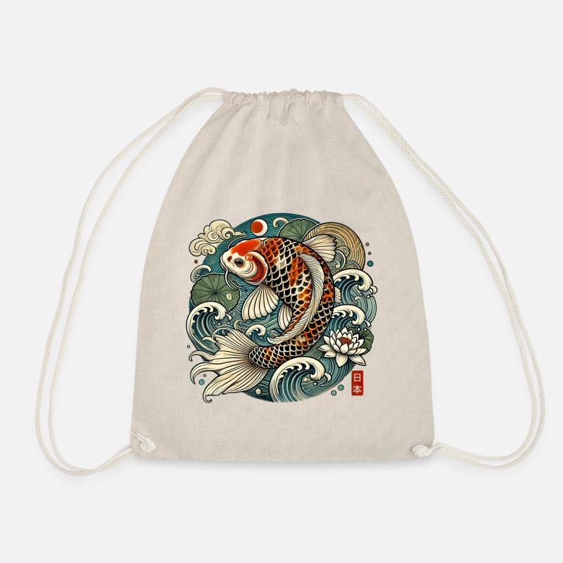 Japanese Koi Carp - Drawstring Bag - nature