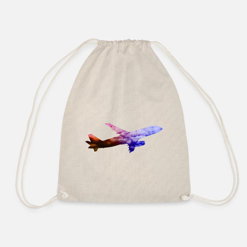 Colored airplane / Space galaxy - Drawstring Bag - nature