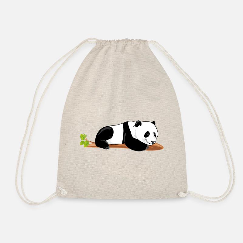 Lazy panda - Drawstring Bag - nature