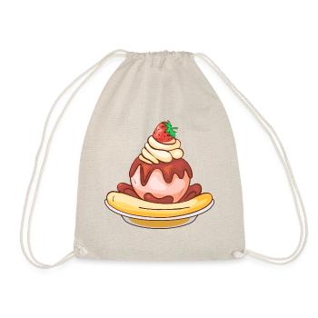 Eis Speiseeis Eiskrem Eiscreme Kugeleis Eisbecher - Turnbeutel - Natur - Vorne
