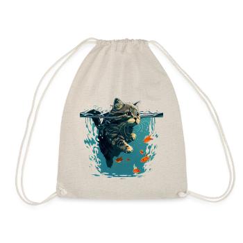 Schwimmende Katze mit Goldfischen - Turnbeutel - Natur - Vorne
