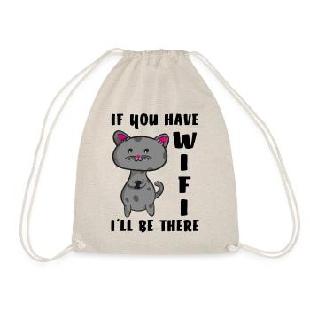 Katze Braucht Wlan - Turnbeutel - Natur - Vorne
