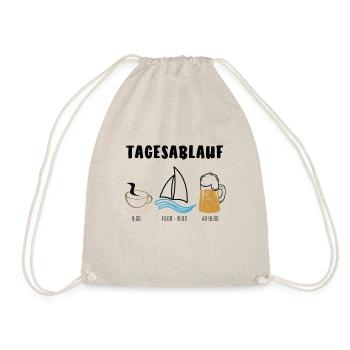 Tagesablauf Kaffee Segeln Bier Geschenkidee - Turnbeutel - Natur - Vorne