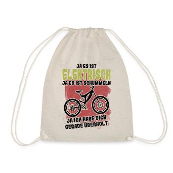E-Bike Fahrrad Mountainbike witzig Spruch Geschenk - Turnbeutel - Natur - Vorne