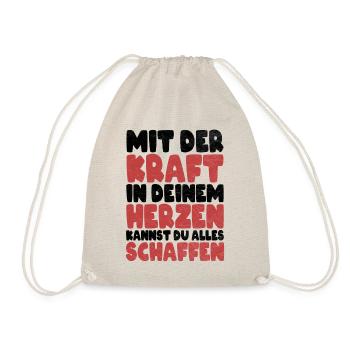 Kraft in deinem Herzen Spruch Geschenkidee Vintage - Turnbeutel - Natur - Vorne