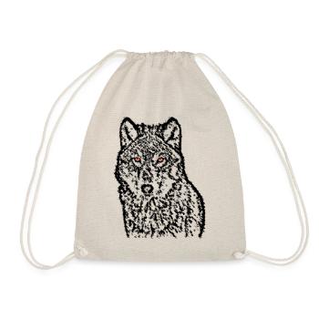 Wolf With Red Eyes - Drawstring Bag - nature - Front