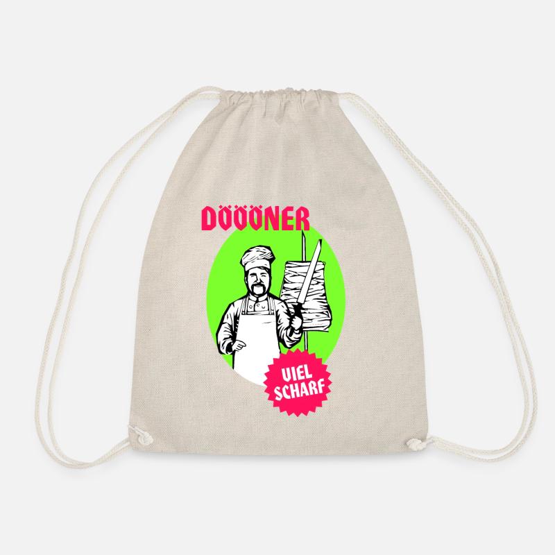 Döner Kebap mit viel Scharf Retro Trash Design - Turnbeutel - Natur