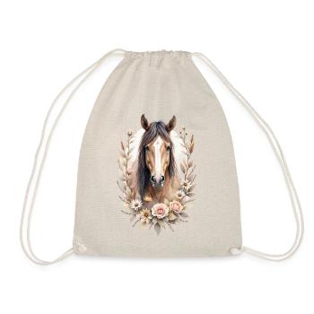 Brown horse with roses - Drawstring Bag - nature - Front