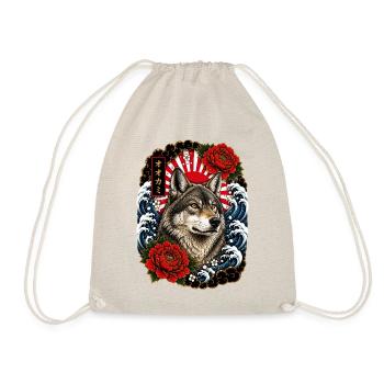 Wolf in Japanese Irezumi Tattoo Style - Drawstring Bag - nature - Front